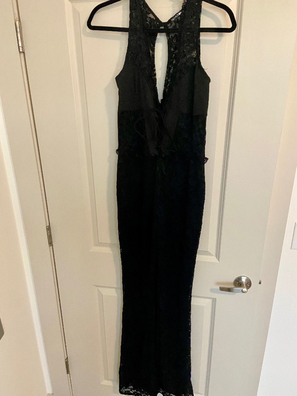 Fashion Nova Black Lace Wide Leg Jumpsuit Size L
